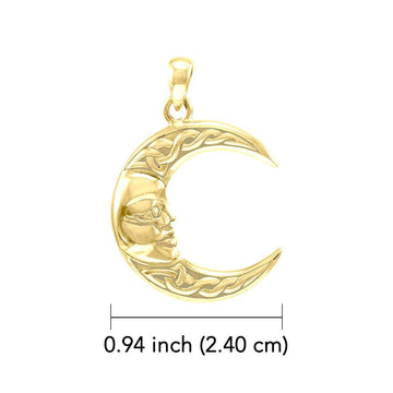 Celtic Moon God 14K Yellow Gold Pendant GPD4327 - Jewelry